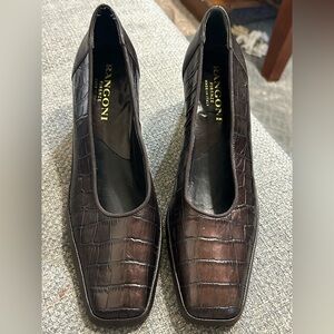 Rangoni firenze cocco pumps Dark Brown Croc-Embossed Leather shoes
